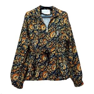 Antik Batik Floral windbreaker- Navy and Orange 0165